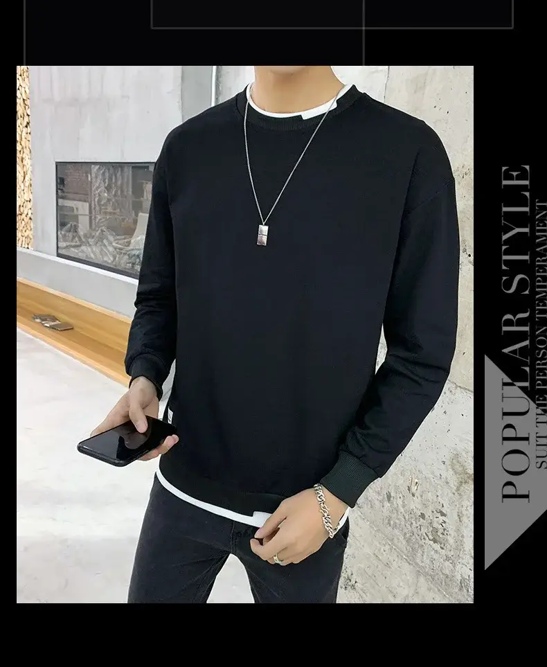 Men's Velvet Sweatshirt Long Sleeve Casual Top — feature 13