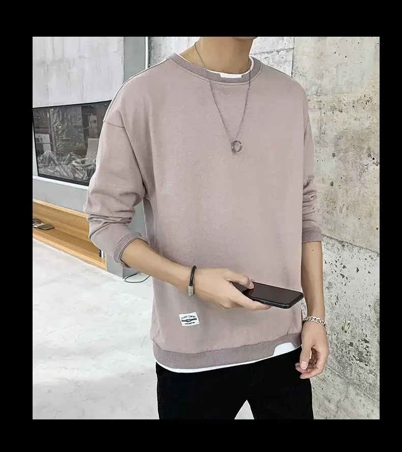 Men's Velvet Sweatshirt Long Sleeve Casual Top — feature 15