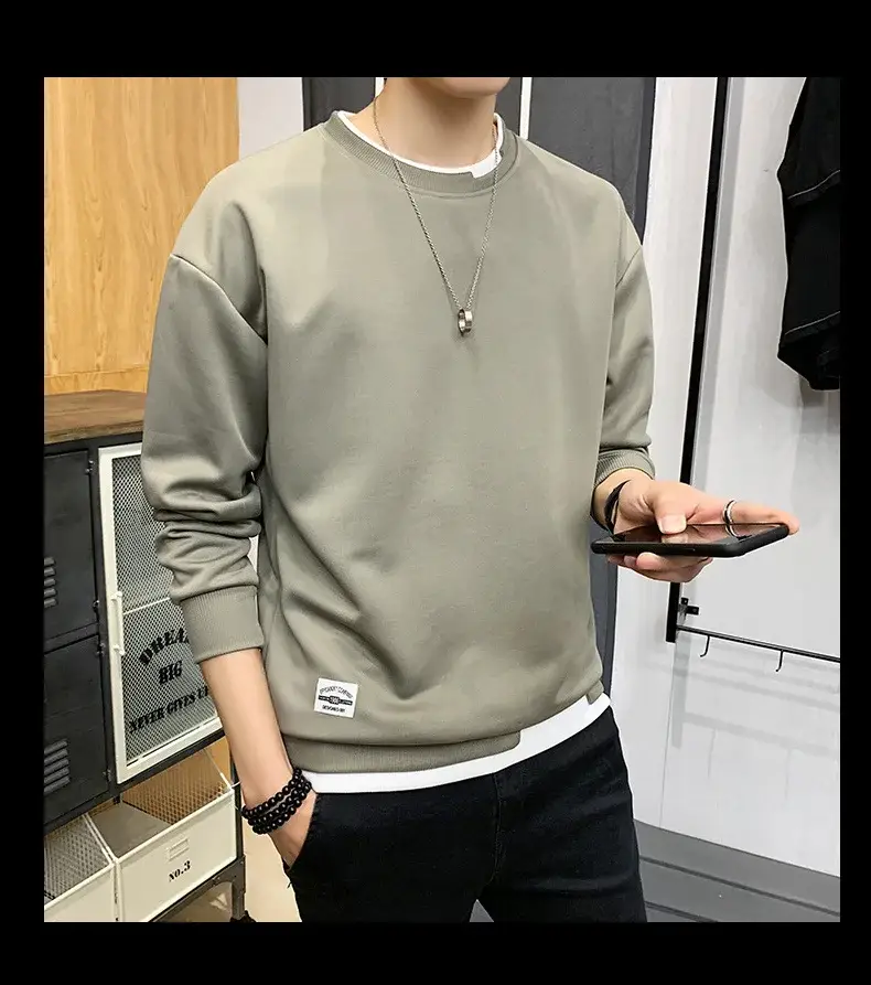 Men's Velvet Sweatshirt Long Sleeve Casual Top — feature 19