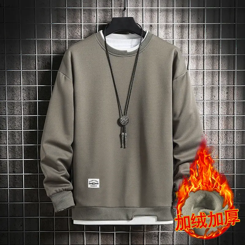 Men's Velvet Sweatshirt Long Sleeve Casual Top - Image 2