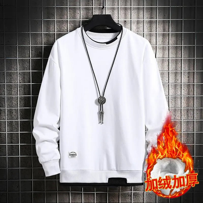 Men's Velvet Sweatshirt Long Sleeve Casual Top - Image 3