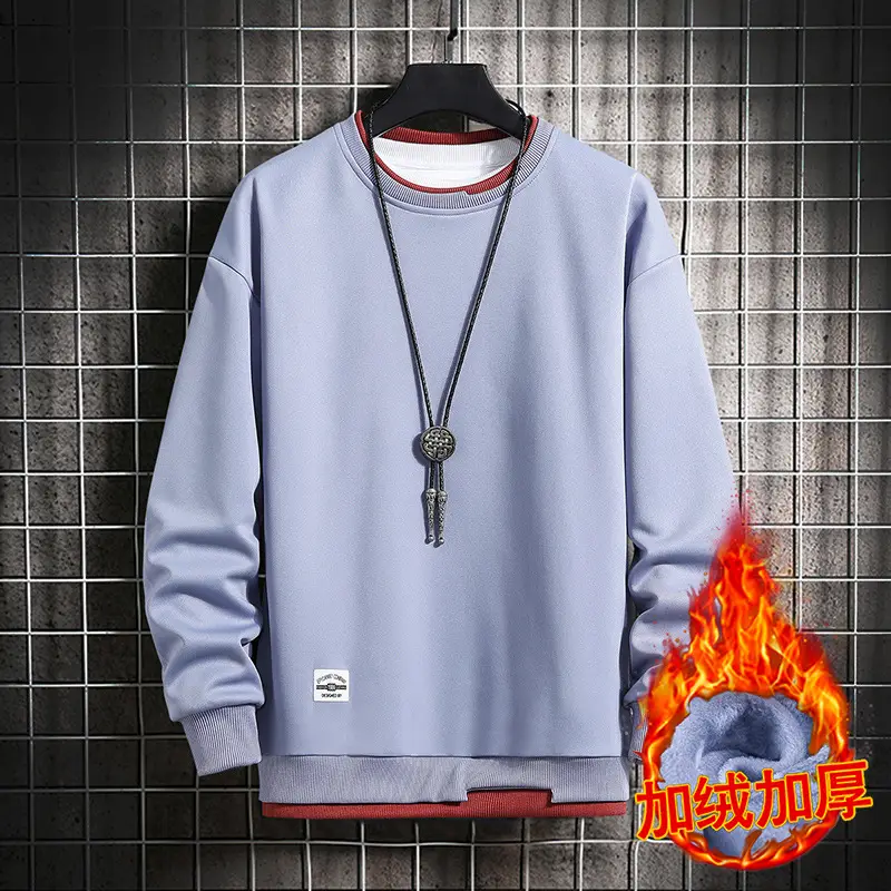 Men's Velvet Sweatshirt Long Sleeve Casual Top - Image 5