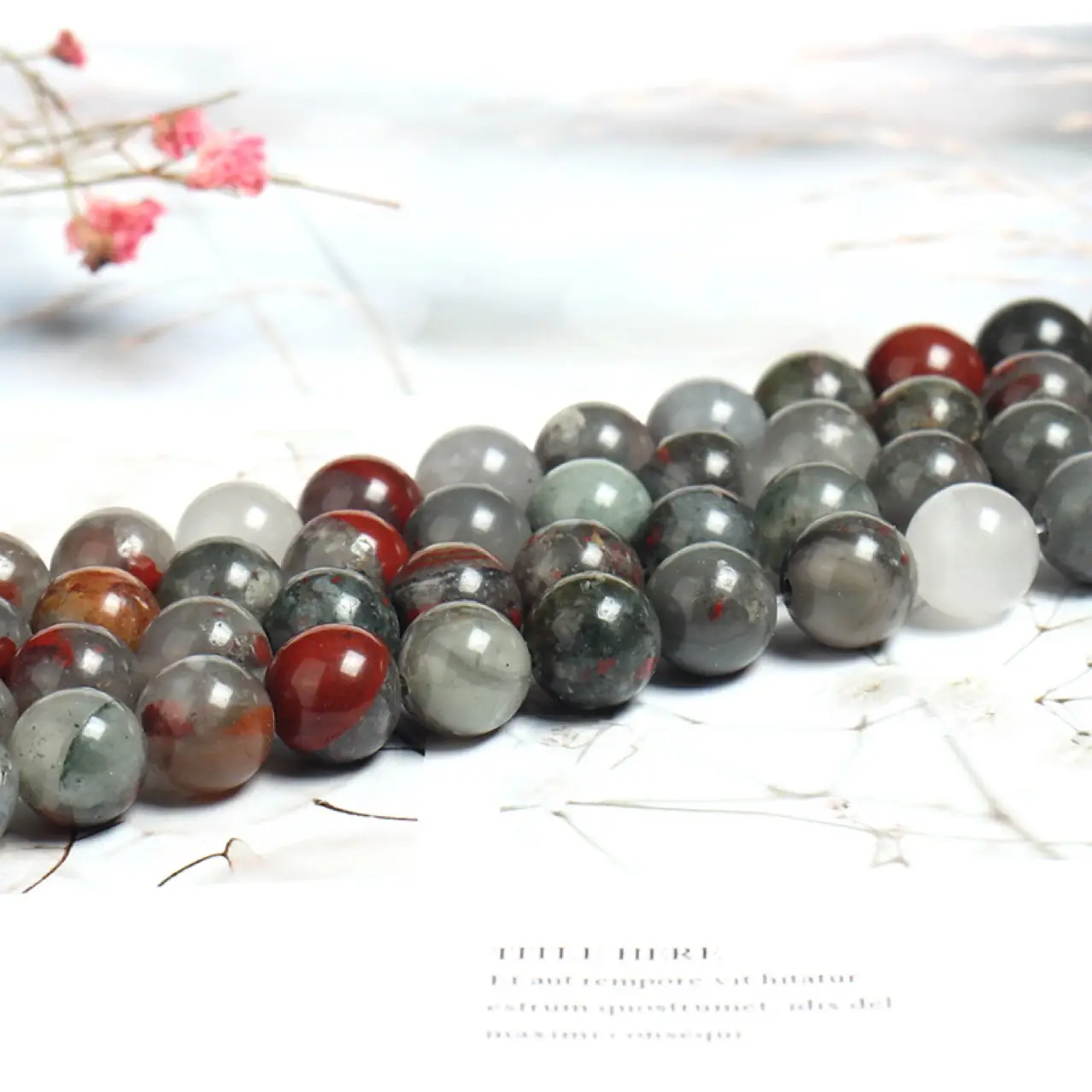 Natural African Blood Stone Round Beads Semi-Finished Accessories - Image 2