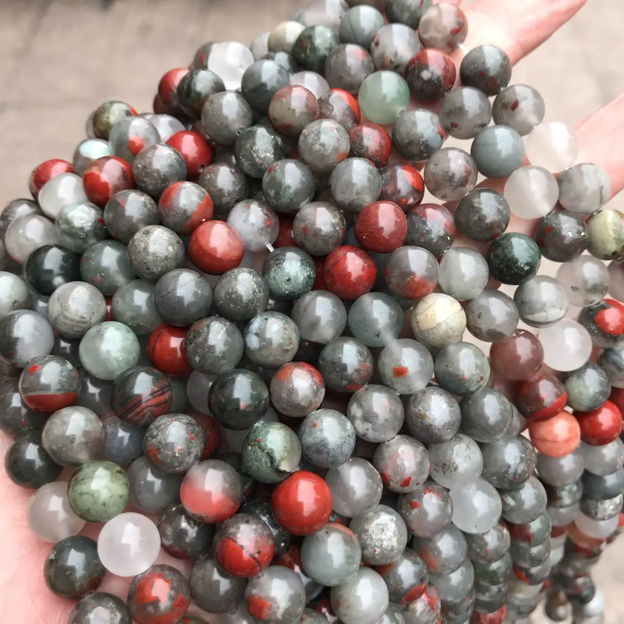 Natural African Blood Stone Round Beads Semi-Finished Accessories - Image 3