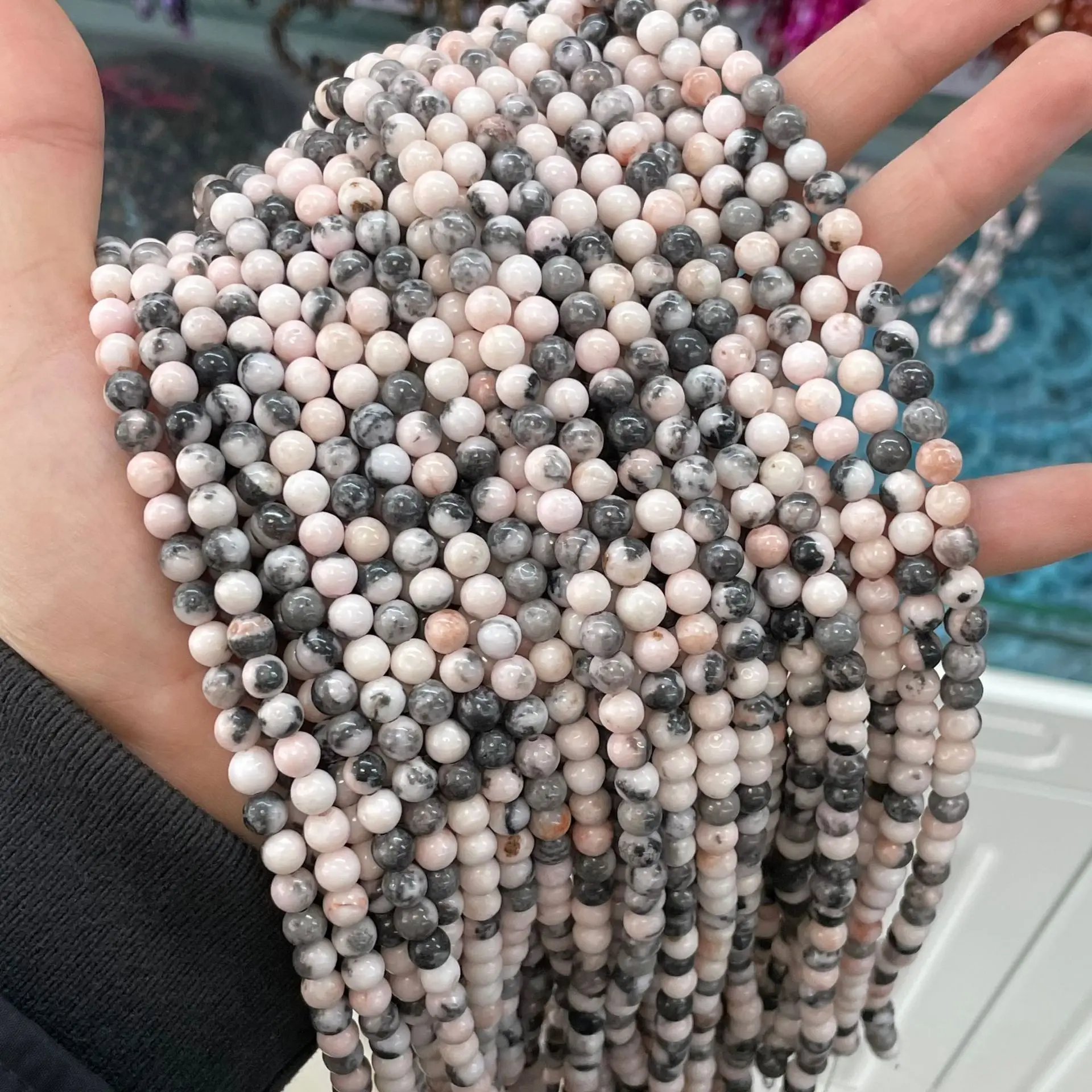 Pink Zebra Jasper Loose Beads Wholesale Cross Border - Image 4