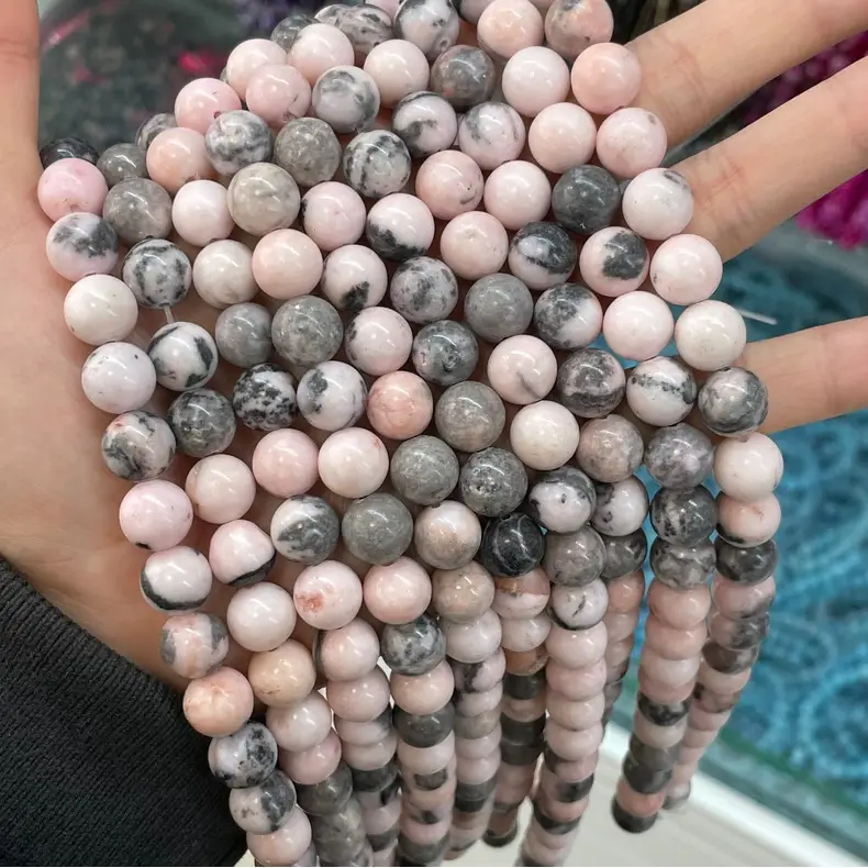 Pink Zebra Jasper Loose Beads Wholesale Cross Border — feature 9