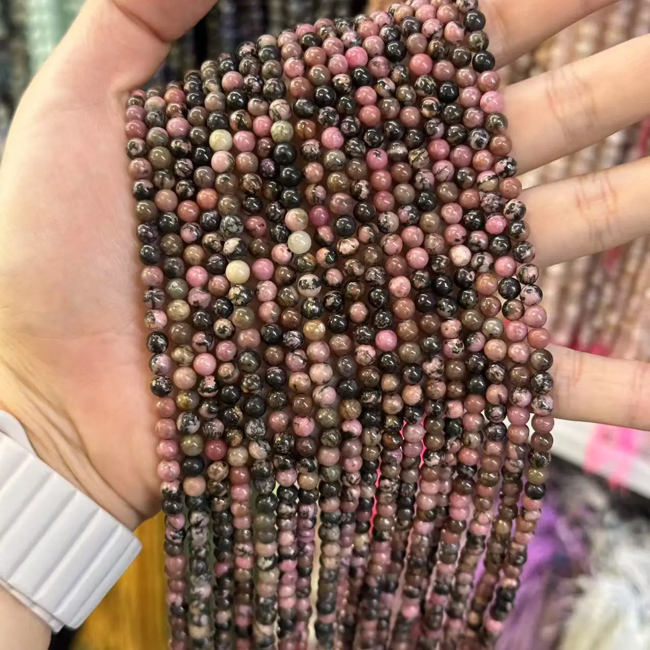 Natural Black Line Rhodolite Loose Beads for DIY Jewelry - Image 2