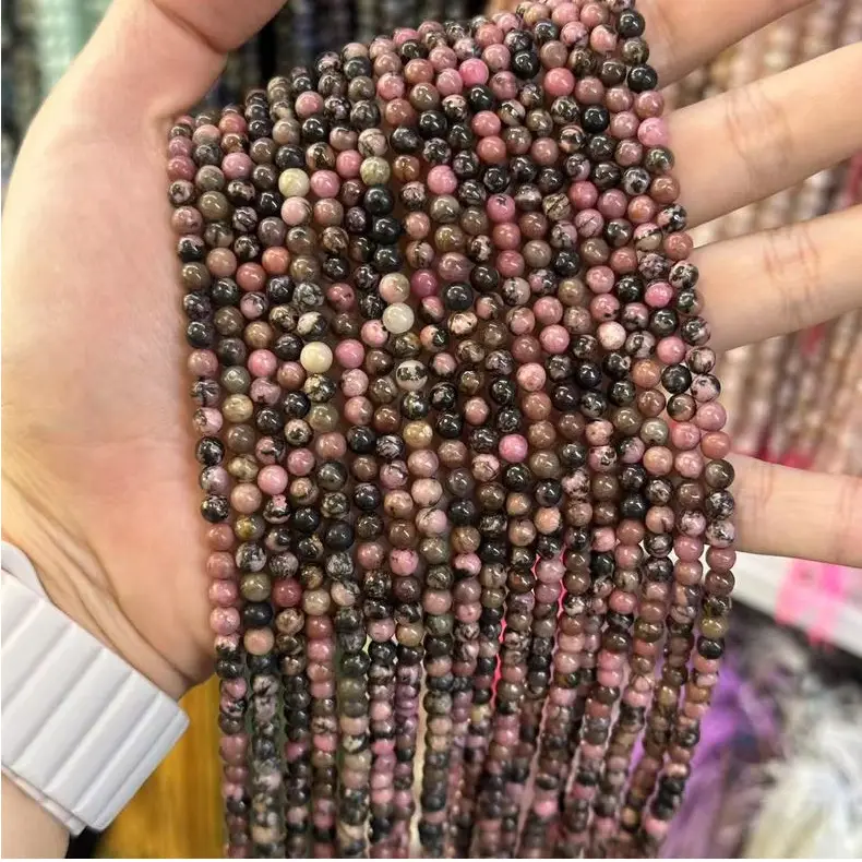 Natural Black Line Rhodolite Loose Beads for DIY Jewelry — feature 10