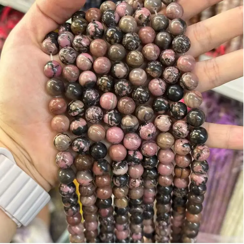 Natural Black Line Rhodolite Loose Beads for DIY Jewelry — feature 7