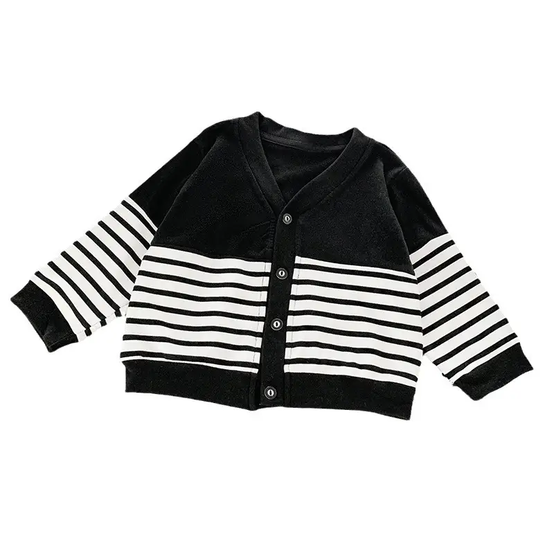 Kids Striped Cardigan Set Black White Spring Fall