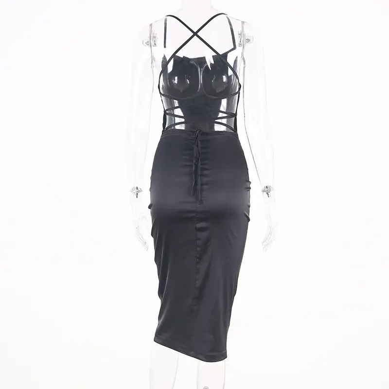 2024 Imitation Silk Halterneck Hip Skirt Dress Women — feature 16