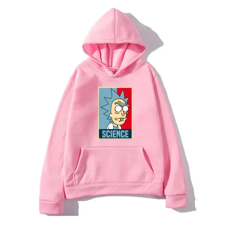 Men Pink Rick and Morty Hoodie Sweatshirt