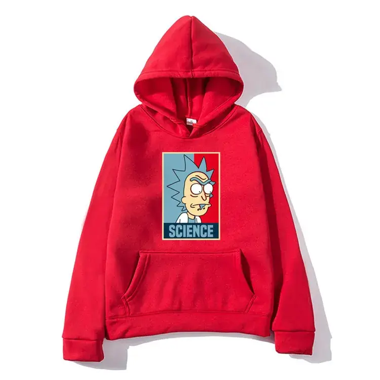 Men Pink Rick and Morty Hoodie Sweatshirt