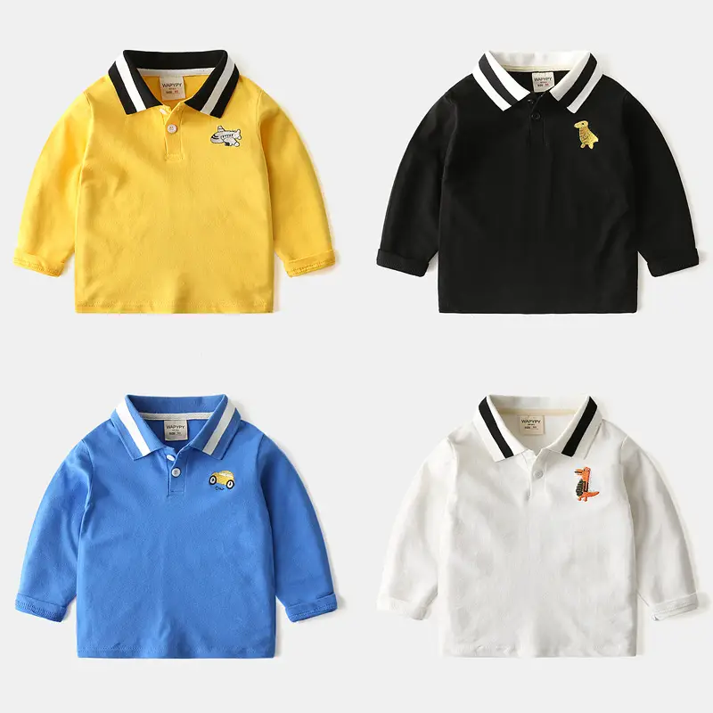 Blue Korean Style Boys Polo T-Shirt 2022 Spring - Image 5