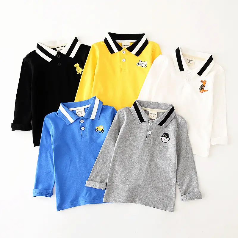 Blue Korean Style Boys Polo T-Shirt 2022 Spring - Image 6
