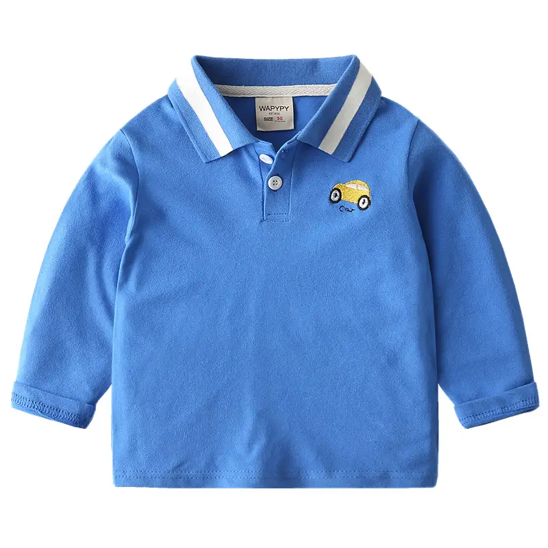 Blue Korean Style Boys Polo T-Shirt 2022 Spring - Image 7