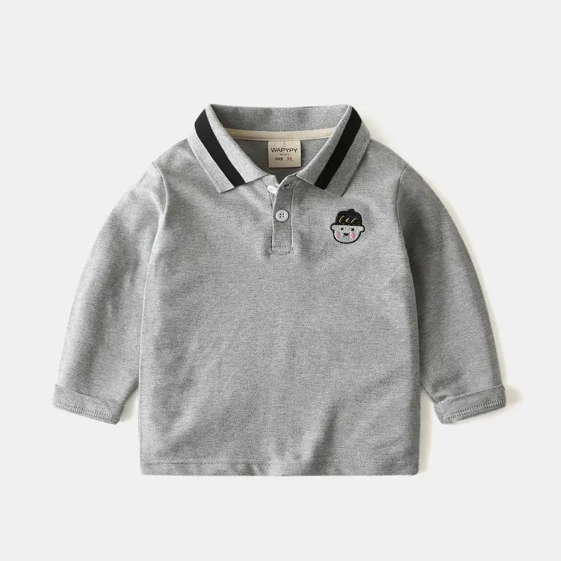 Blue Korean Style Boys Polo T-Shirt 2022 Spring - Image 3
