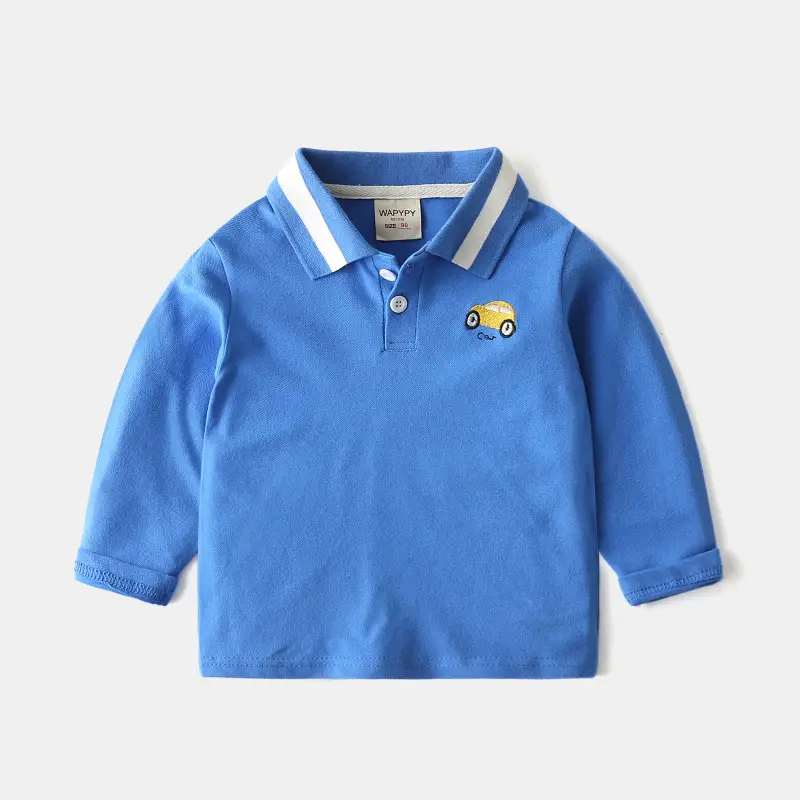 Blue Korean Style Boys Polo T-Shirt 2022 Spring - Image 4