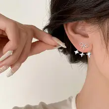 Double V Diamond Earrings for Women Silver — feature 12