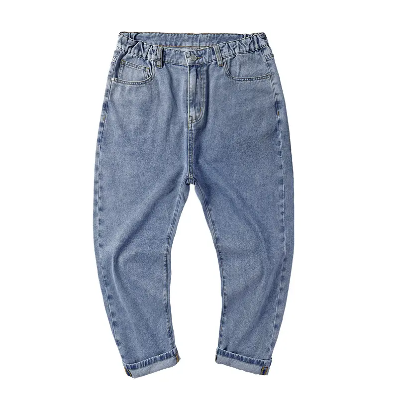 Plus Size Men Denim Cropped Pants 2022 Grey