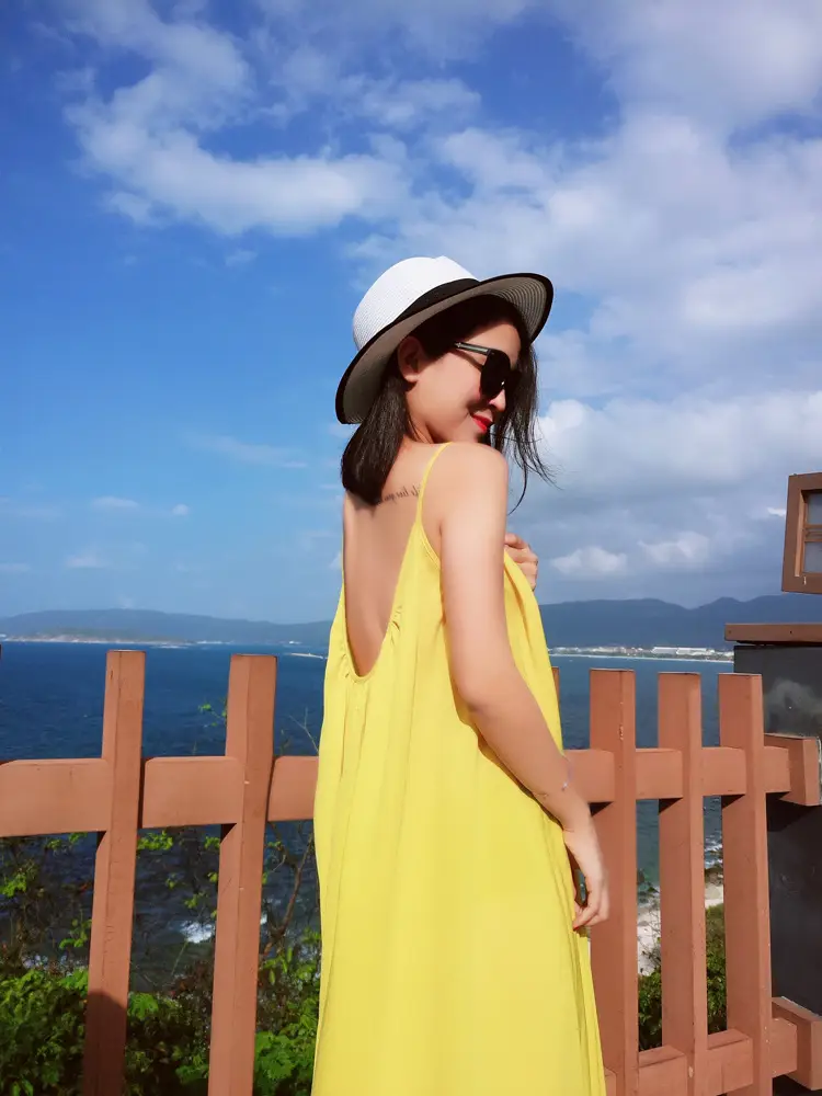 Parent-Child Summer Backless Dress Yellow Beach Skirt Large