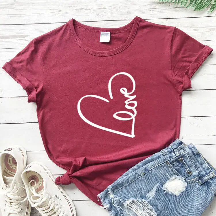 Red Heart Design T-Shirt for Women Men Summer Wear - Image 2