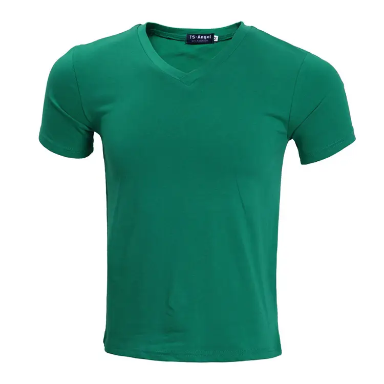Light Blue V-Neck Lycra Cotton T-Shirt for Men - Image 2