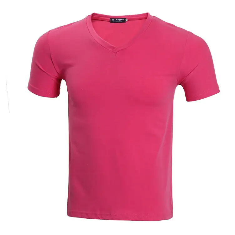 Light Blue V-Neck Lycra Cotton T-Shirt for Men - Image 3