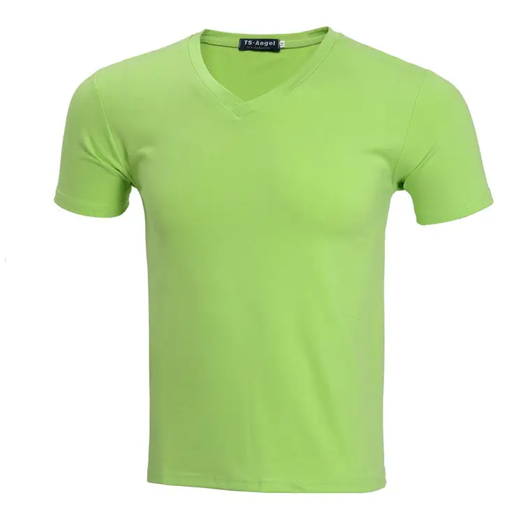 Light Blue V-Neck Lycra Cotton T-Shirt for Men - Image 10