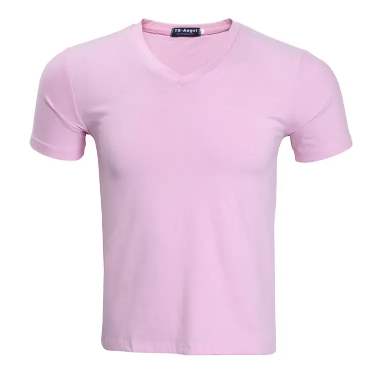 Light Blue V-Neck Lycra Cotton T-Shirt for Men - Image 11