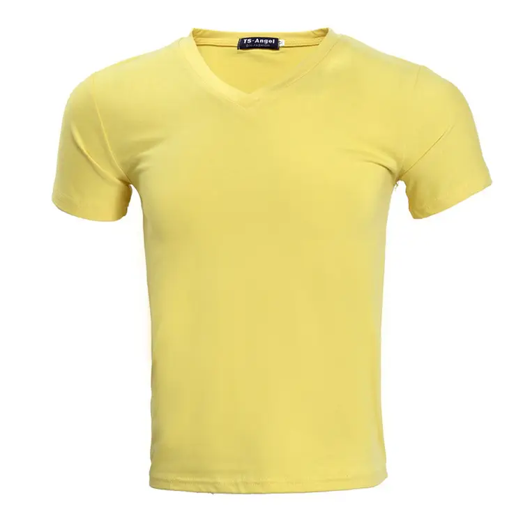 Light Blue V-Neck Lycra Cotton T-Shirt for Men - Image 12