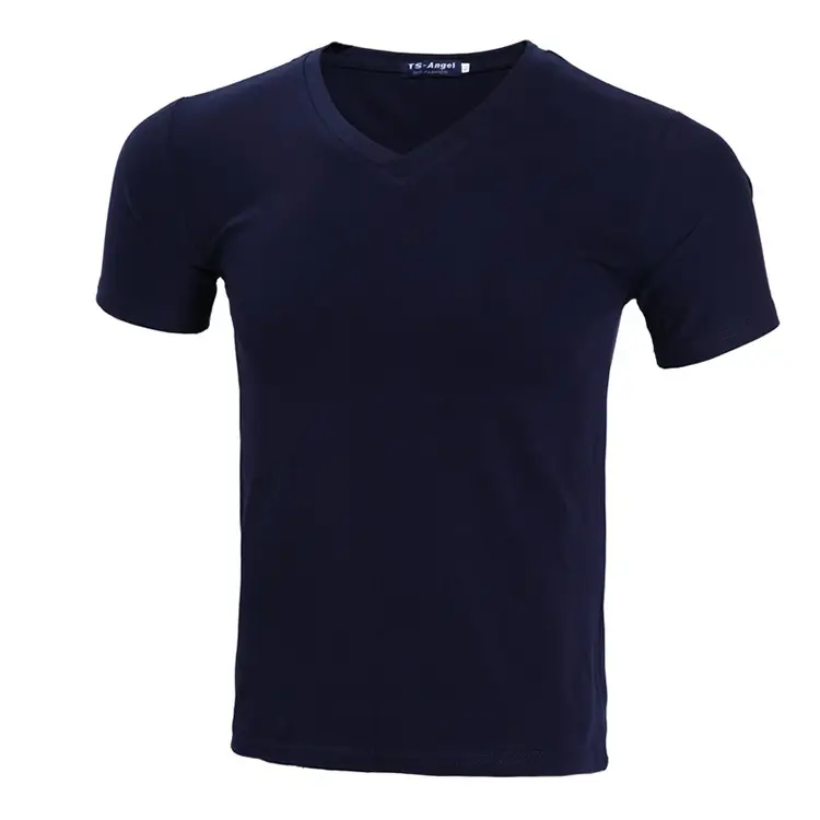 Light Blue V-Neck Lycra Cotton T-Shirt for Men - Image 14