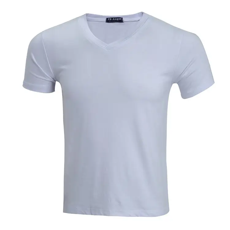 Light Blue V-Neck Lycra Cotton T-Shirt for Men - Image 15