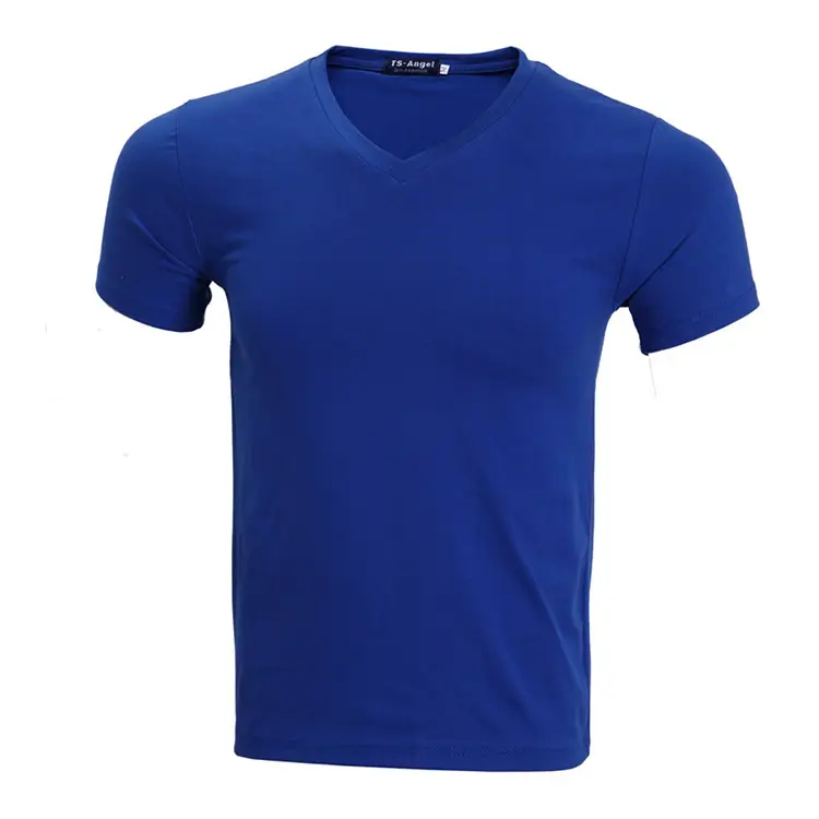Light Blue V-Neck Lycra Cotton T-Shirt for Men - Image 16