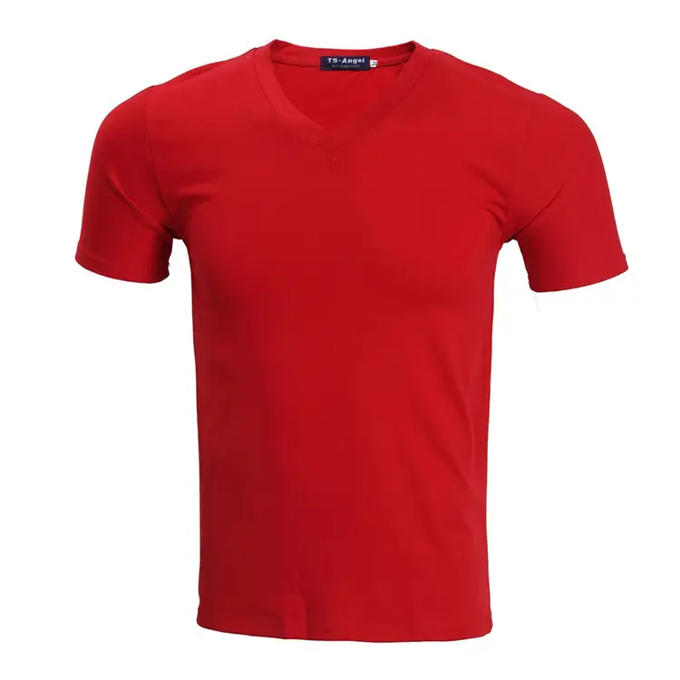 Light Blue V-Neck Lycra Cotton T-Shirt for Men - Image 8