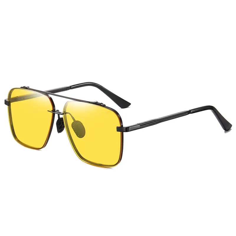 Men Polarized Half Frame Sunglasses Yellow Light Driving Night Vision - Image 2