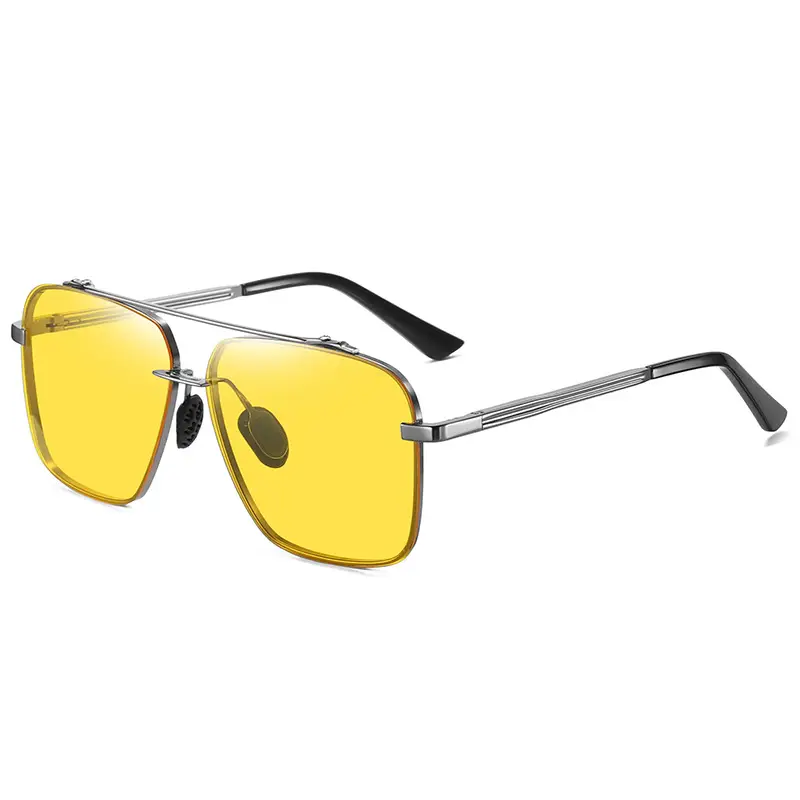 Men Polarized Half Frame Sunglasses Yellow Light Driving Night Vision - Image 3