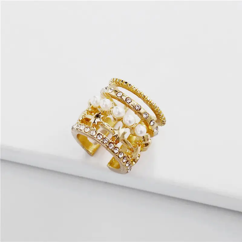 Golden Multi-Loop Pearl Earrings for Women - Image 3