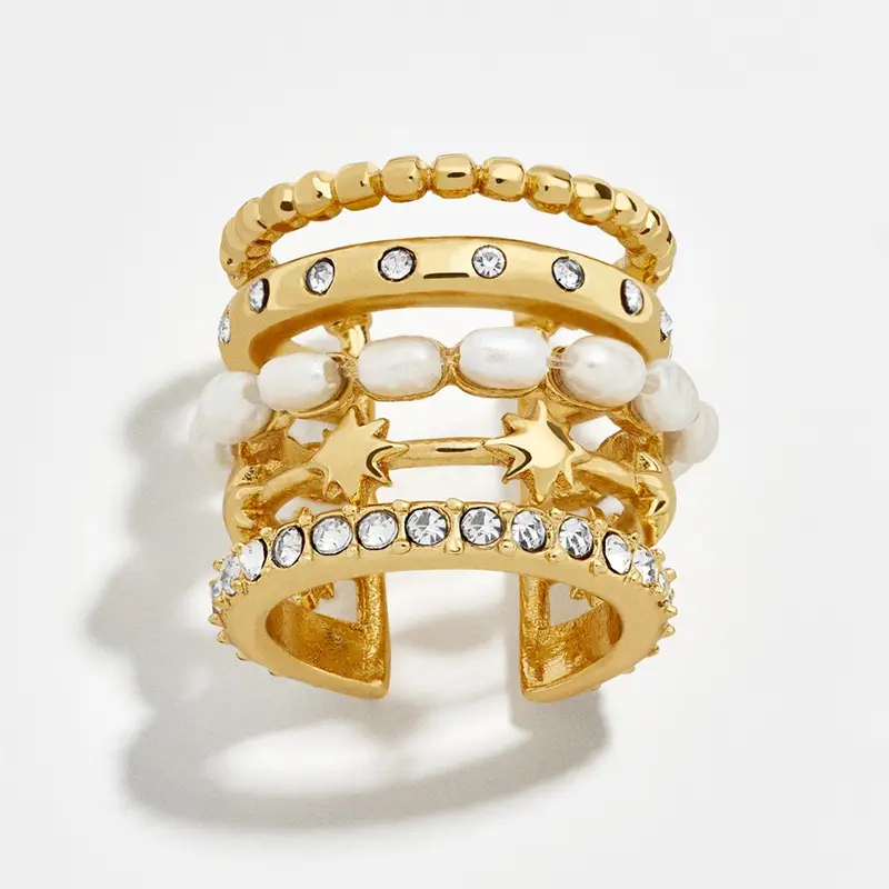 Golden Multi-Loop Pearl Earrings for Women - Image 4