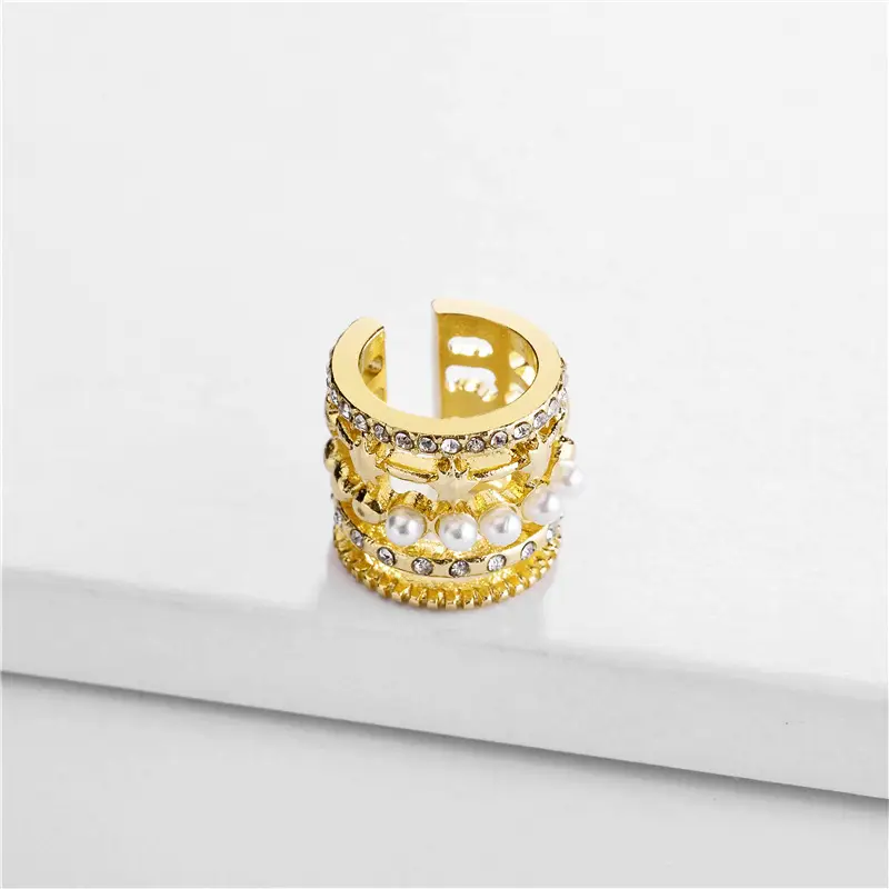 Golden Multi-Loop Pearl Earrings for Women - Image 5
