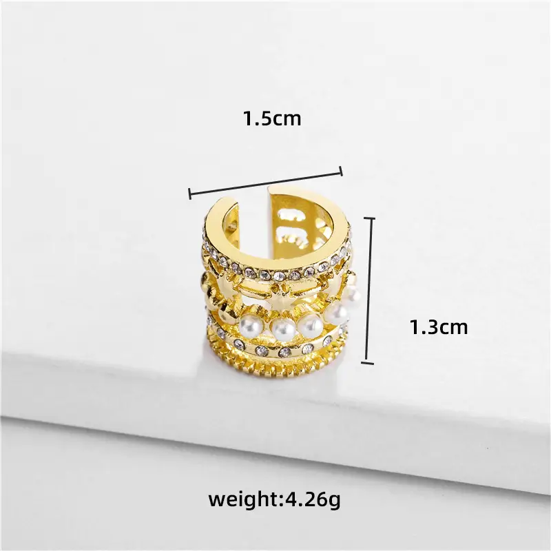Golden Multi-Loop Pearl Earrings for Women - Image 6