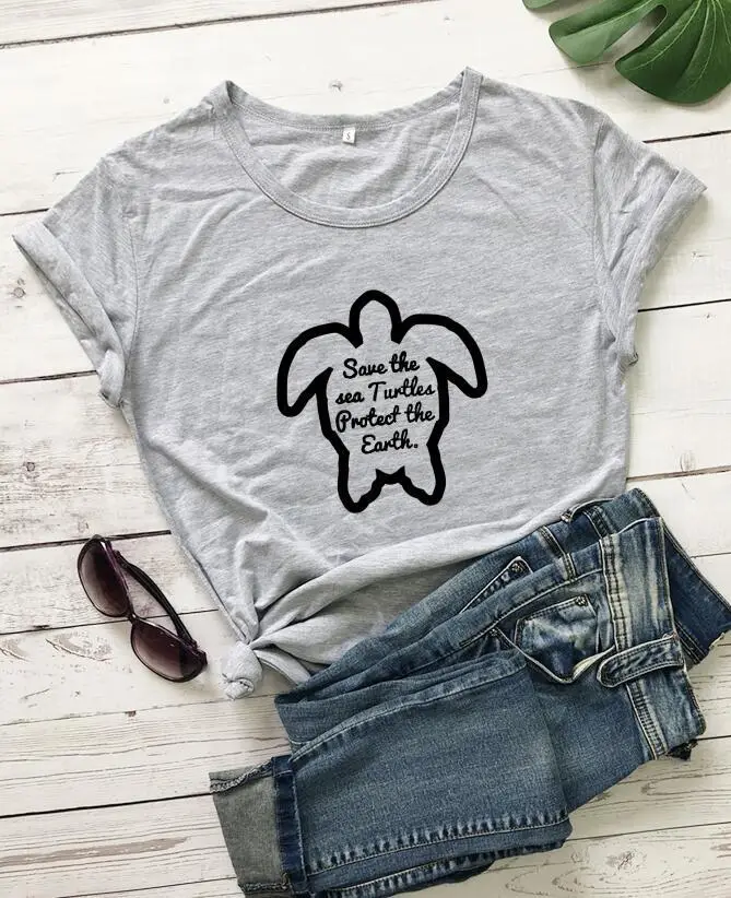Pink T-Shirt with Save The Sea Turtles Design - Image 3