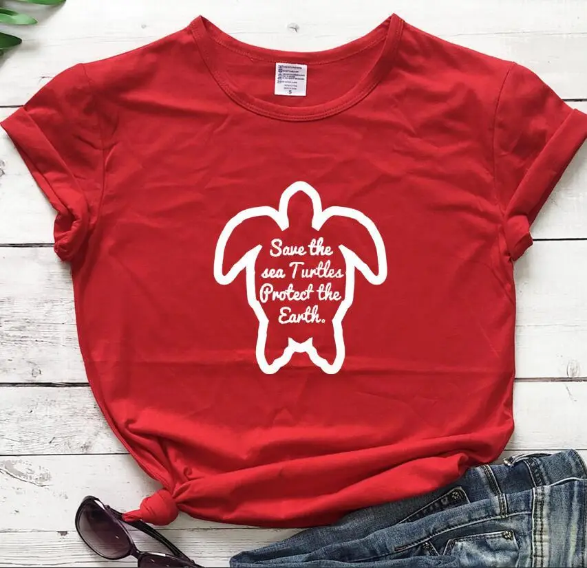 Pink T-Shirt with Save The Sea Turtles Design - Image 8
