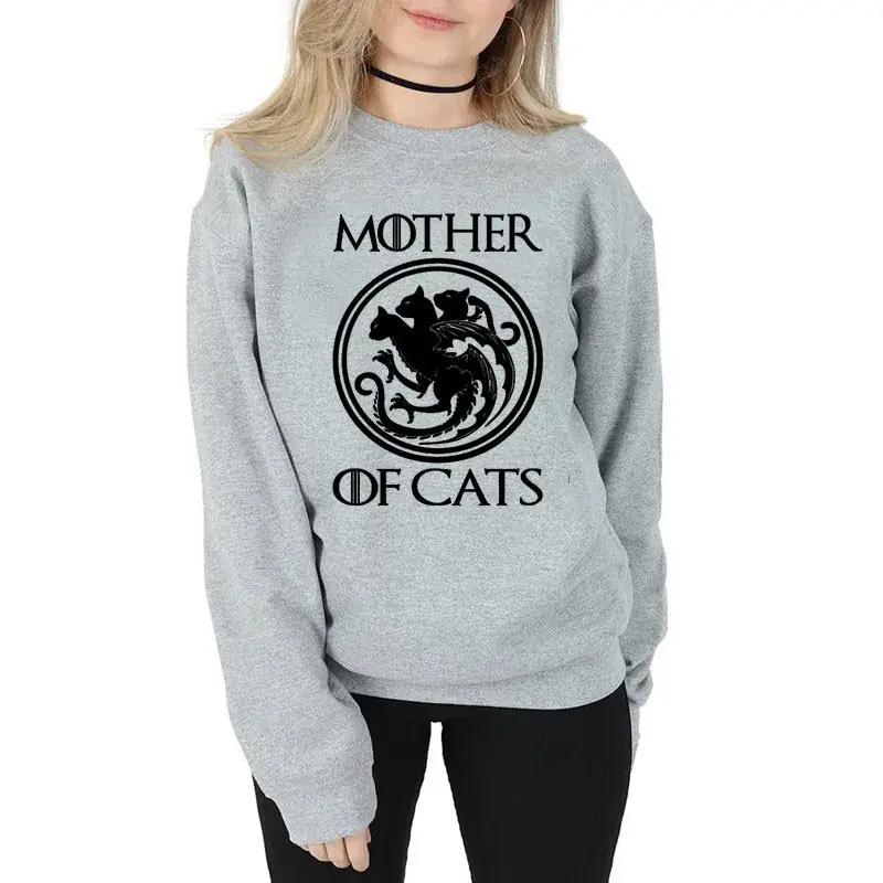 Mother of Cats Round Neck Sweater White - Image 3