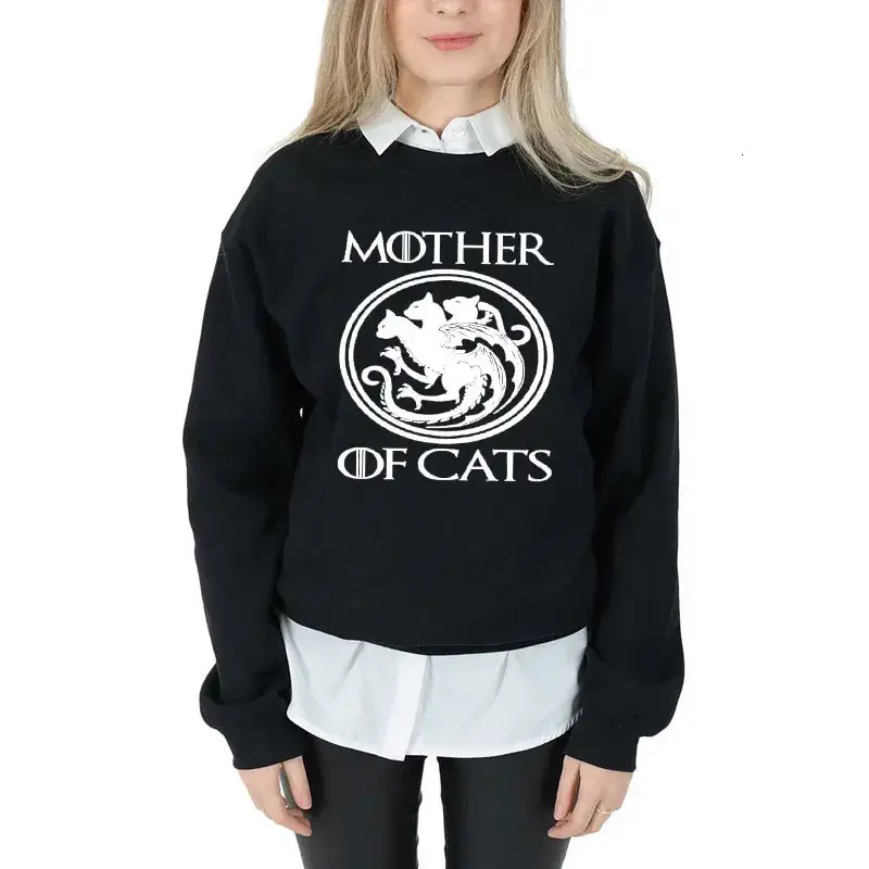 Mother of Cats Round Neck Sweater White - Image 2