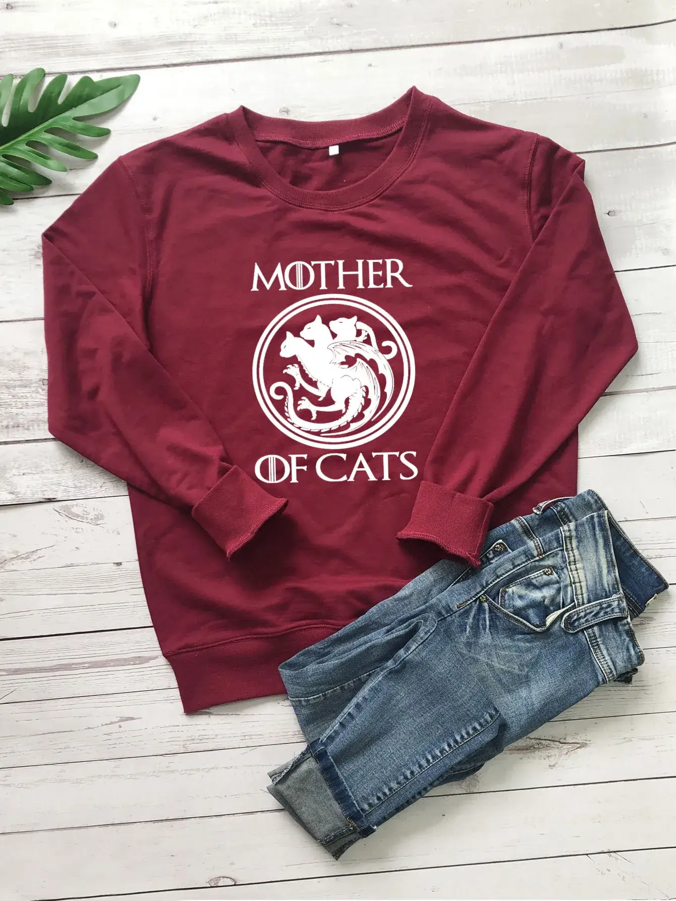 Mother of Cats Round Neck Sweater White - Image 6