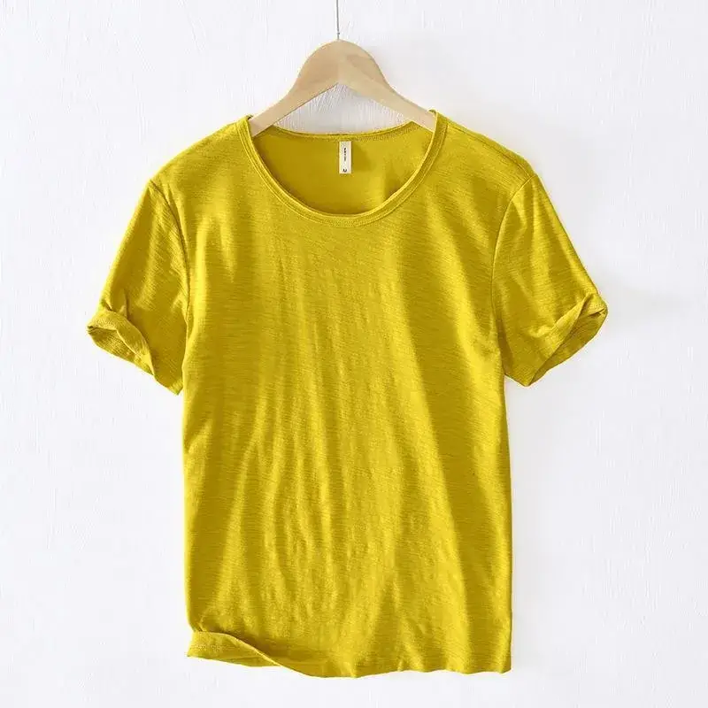 Men's Slim Fit Yellow Cotton T-Shirt Factory - Image 9
