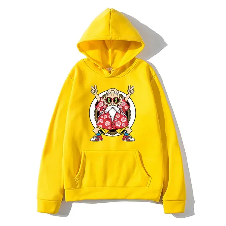 Japanese Retro Printed Hooded Sweatshirt Beige Men Women