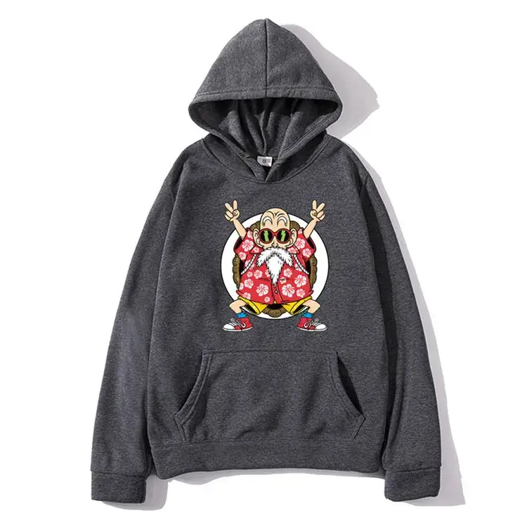 Japanese Retro Printed Hooded Sweatshirt Beige Men Women