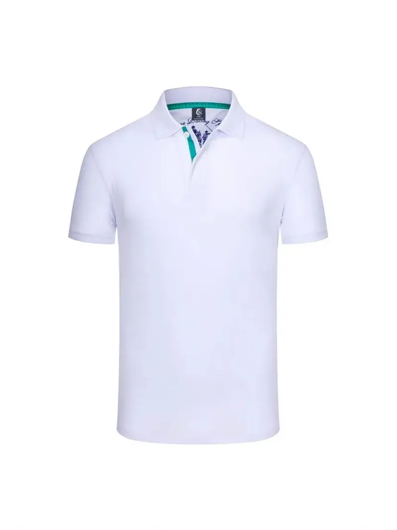 Men Yellow Polo Shirt Short Sleeve Lapel Cultural Design - Image 11